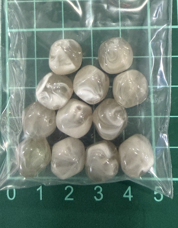 Bead 12mm Marble Grey